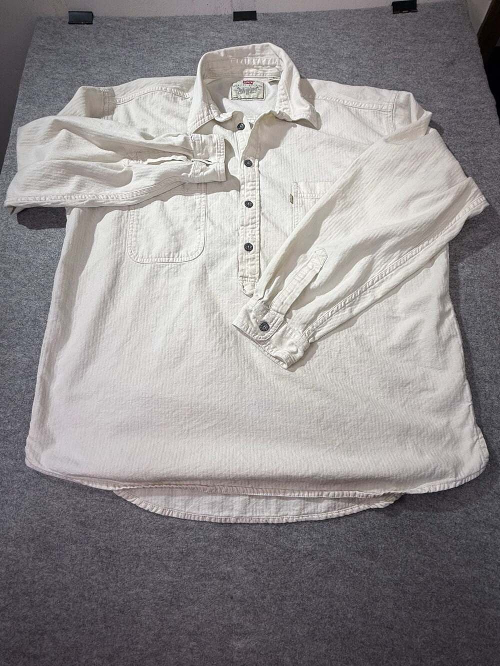 Levi's Long Sleeve Pullover Shirt Size XL Cream Cotton Gauze Utility